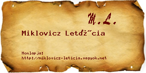 Miklovicz Letícia névjegykártya